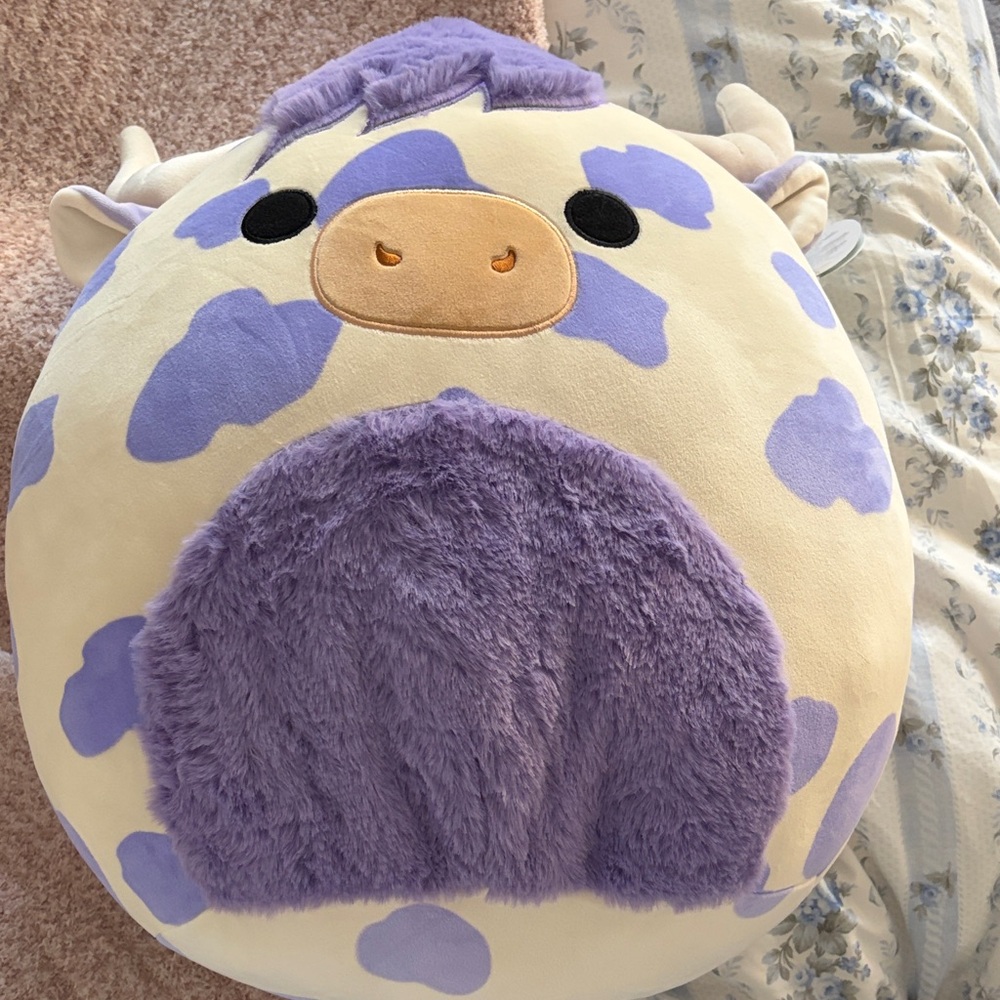 Squishmallows Purple and White Cow Plush